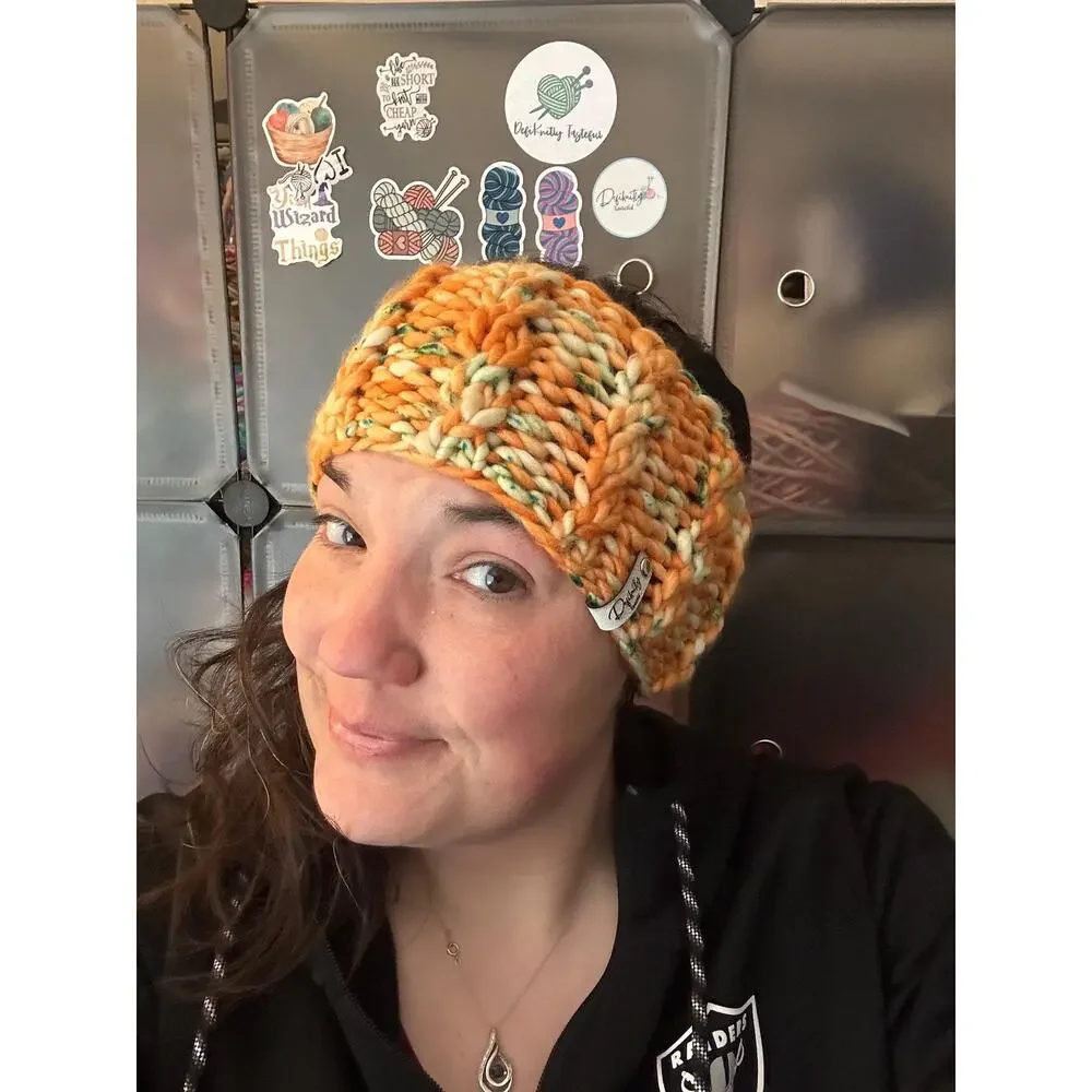 Hand Knit Merino Wool Headband - Salt Water Taffy Ear Warmer